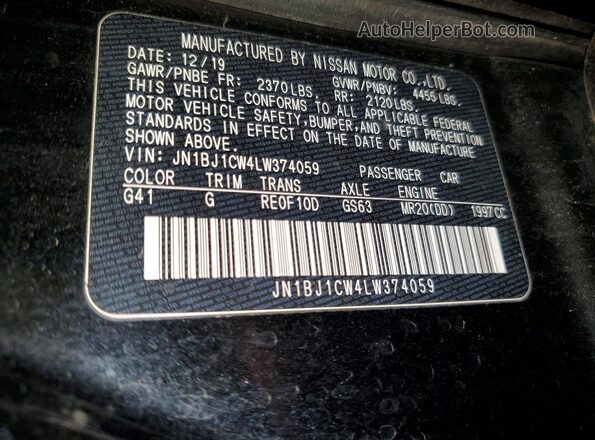 JN1BJ1CW4LW374059 2020 NISSAN ROGUE Black VIN sticker view