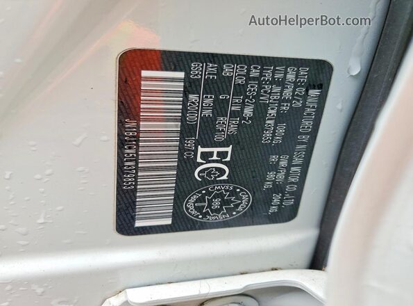 JN1BJ1CW5LW379853 2020 NISSAN QASHQAI White VIN sticker view