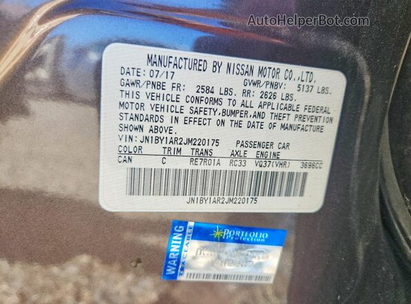 JN1BY1AR2JM220175 2018 INFINITI Q70 Brown Engine compartment view