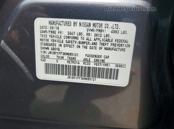 JN1BY1PP3KM685121 2019 INFINITI Q70L Charcoal Շարժիչի բաժամունքի տեսք