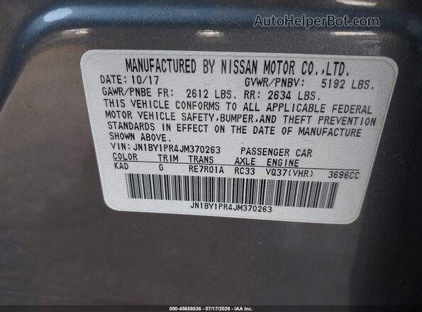 JN1BY1PR4JM370263 2018 INFINITI Q70L Gray Vista del compartimento del motor