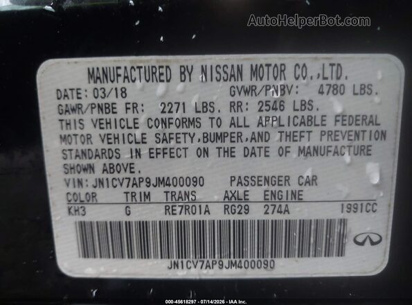 JN1CV7AP9JM400090 2018 INFINITI Q50 Черный Вид подкапотного пространства