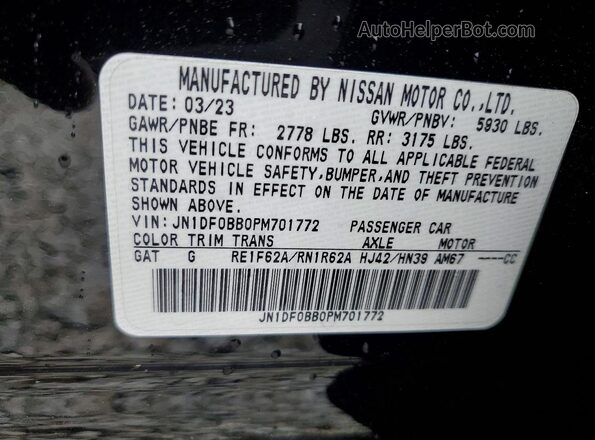JN1DF0BB0PM701772 2023 NISSAN ARIYA Black Вид наклейки з VIN-кодом