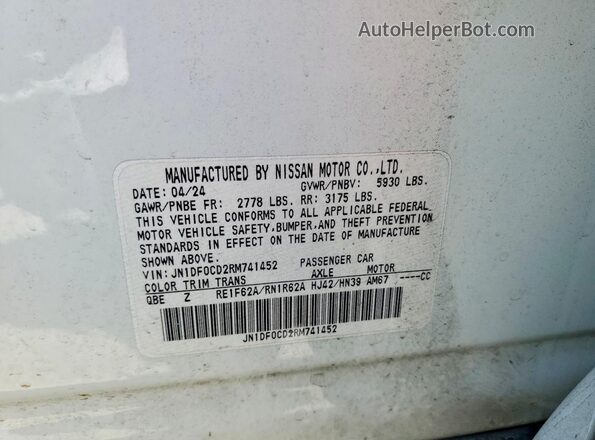 JN1DF0CD2RM741452 2024 NISSAN ARIYA White Вид наклейки з VIN-кодом
