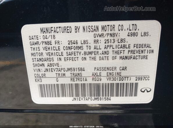 JN1EV7AP0JM591584 2018 INFINITI Q50 Black Engine compartment view