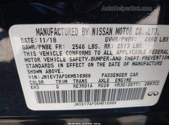 JN1EV7AP0KM516966 2019 INFINITI Q50 Black Շարժիչի բաժամունքի տեսք