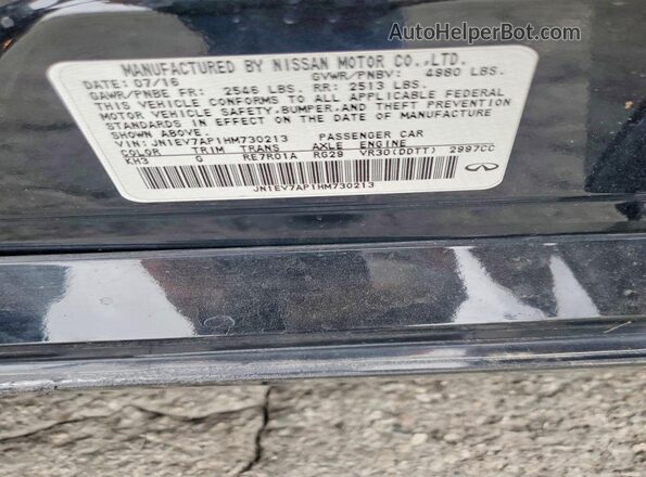 JN1EV7AP1HM730213 2017 INFINITI Q50 Black VIN կոդի պիտակի տեսք