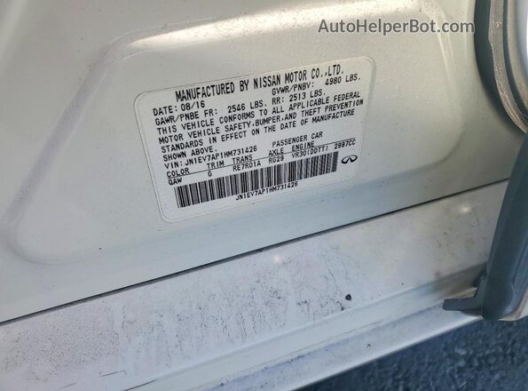 JN1EV7AP1HM731426 2017 INFINITI Q50 White Շարժիչի բաժամունքի տեսք