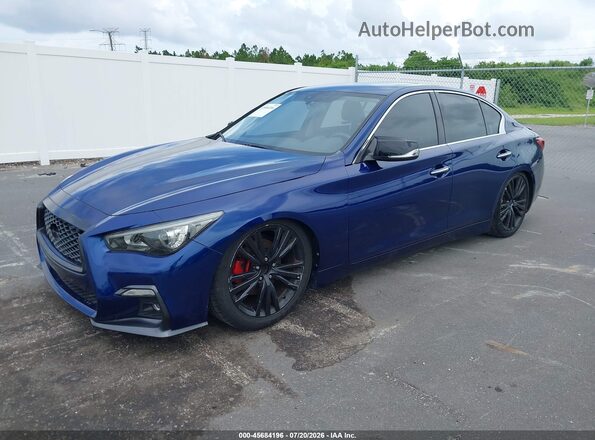 JN1EV7AP1JM357728 2018 INFINITI Q50 Blue წინა მარცხენა ხედი სამი მეოთხედიდან