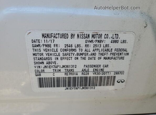 JN1EV7AP1JM361312 2018 INFINITI Q50 White Շարժիչի բաժամունքի տեսք
