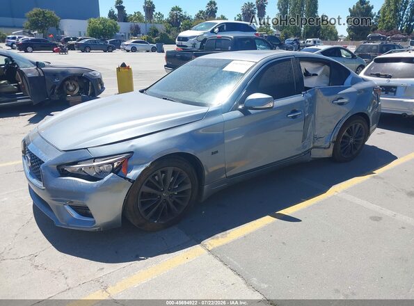 JN1EV7AP2JM367068 2018 INFINITI Q50 Light Blue Առջևի ձախ երեք քառորդ տեսարան