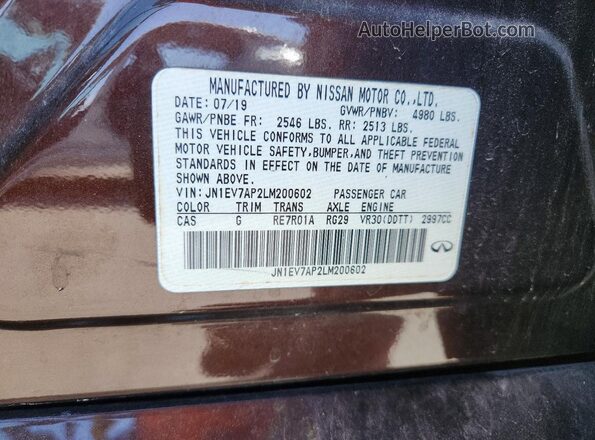 JN1EV7AP2LM200602 2020 INFINITI Q50 Brown Vista del compartimento del motor