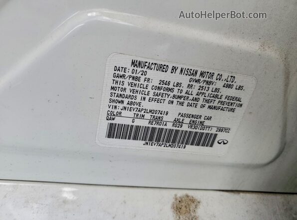 JN1EV7AP2LM207419 2020 INFINITI Q50 White Engine compartment view