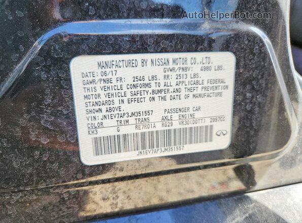 JN1EV7AP3JM351557 2018 INFINITI Q50 Black VIN sticker view