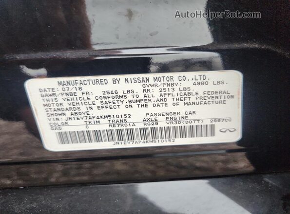 JN1EV7AP4KM510152 2019 INFINITI Q50 Black VIN կոդի պիտակի տեսք