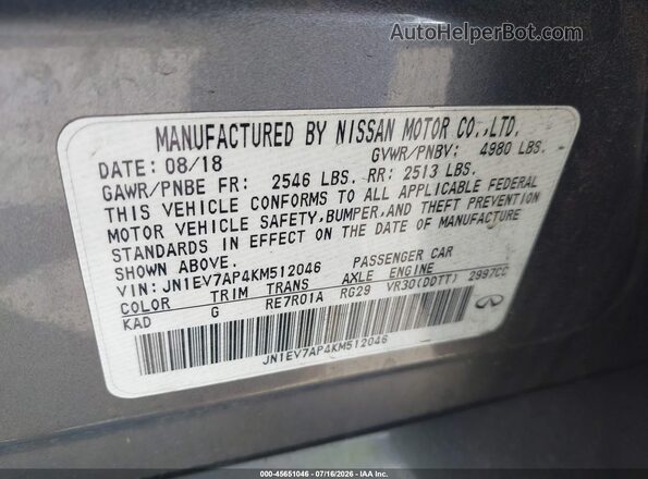 JN1EV7AP4KM512046 2019 INFINITI Q50 Black Vista del compartimento del motor