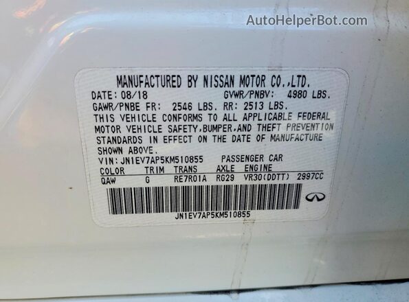 JN1EV7AP5KM510855 2019 INFINITI Q50 Белый Вид подкапотного пространства