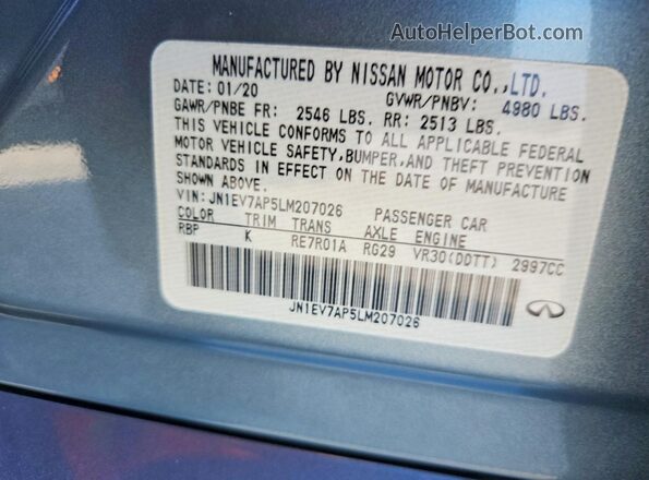 JN1EV7AP5LM207026 2020 INFINITI Q50 Silver Engine compartment view