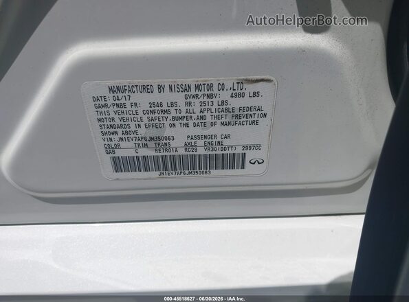 JN1EV7AP6JM350063 2018 INFINITI Q50 White Engine compartment view