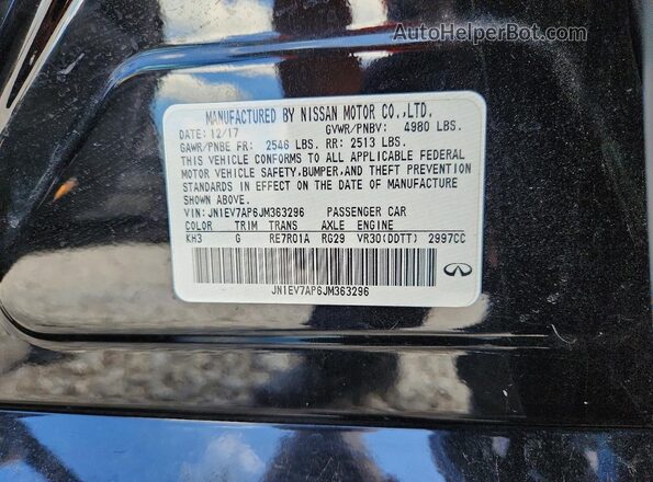 JN1EV7AP6JM363296 2018 INFINITI Q50 Black Вид підкапотного простору