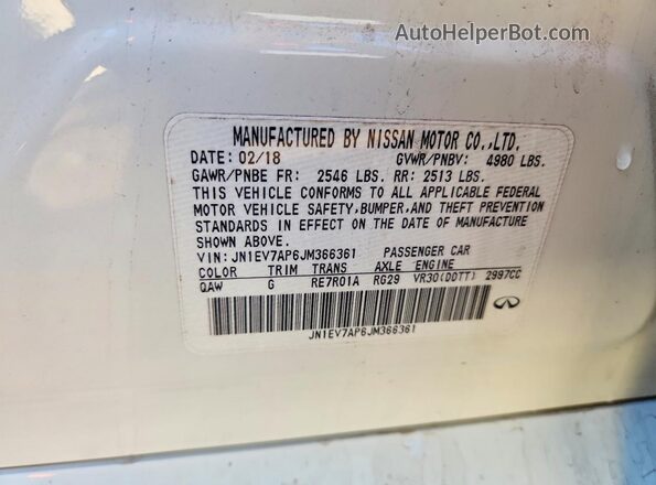 JN1EV7AP6JM366361 2018 INFINITI Q50 White Вид підкапотного простору
