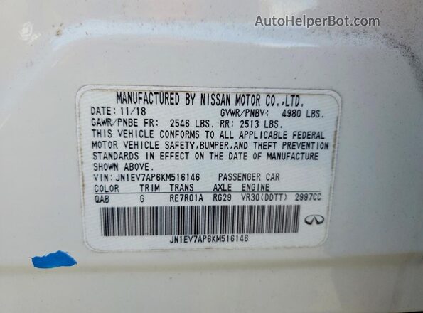 JN1EV7AP6KM516146 2019 INFINITI Q50 White Вид підкапотного простору