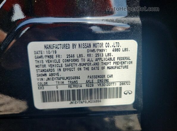 JN1EV7AP6LM204894 2020 INFINITI Q50 Черный Вид наклейки с VIN-кодом