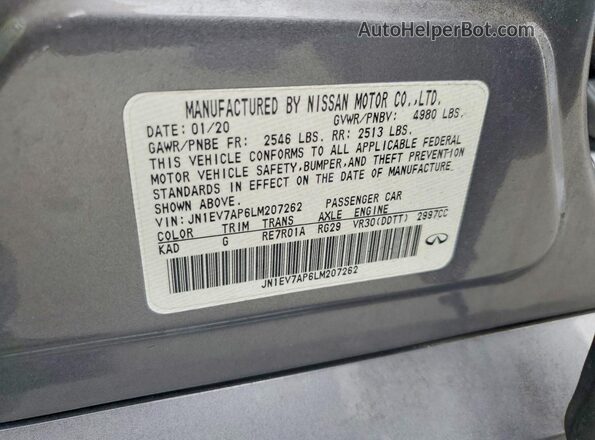 JN1EV7AP6LM207262 2020 INFINITI Q50 Silver ძრავის განყოფილების ხედი