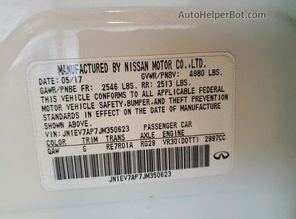 JN1EV7AP7JM350623 2018 INFINITI Q50 White Вид підкапотного простору