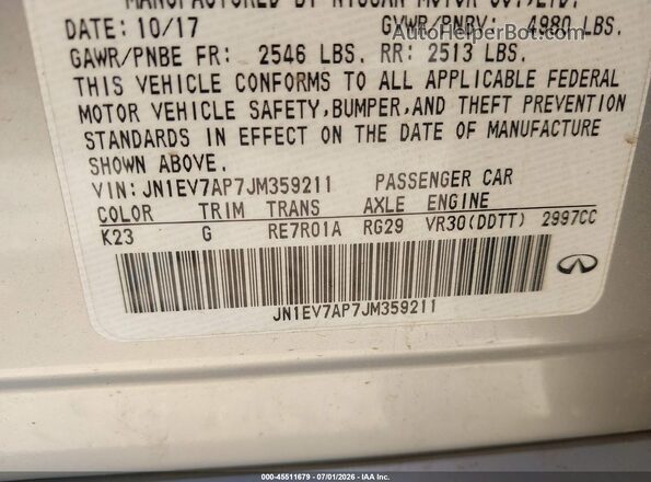 JN1EV7AP7JM359211 2018 INFINITI Q50 Silver Vista del compartimento del motor