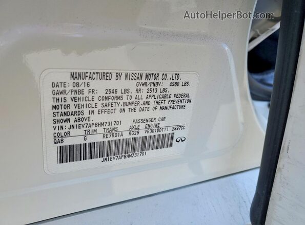 JN1EV7AP8HM731701 2017 INFINITI Q50 White Շարժիչի բաժամունքի տեսք