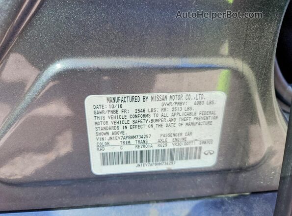 JN1EV7AP8HM734257 2017 INFINITI Q50 Gray Շարժիչի բաժամունքի տեսք
