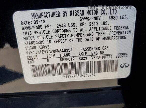 JN1EV7AP8KM540254 2019 INFINITI Q50 Black Շարժիչի բաժամունքի տեսք