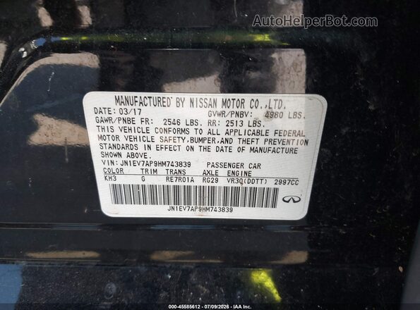 JN1EV7AP9HM743839 2017 INFINITI Q50 Black Engine compartment view