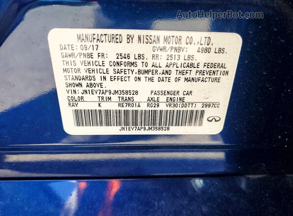 JN1EV7AP9JM358528 2018 INFINITI Q50 Blue Շարժիչի բաժամունքի տեսք
