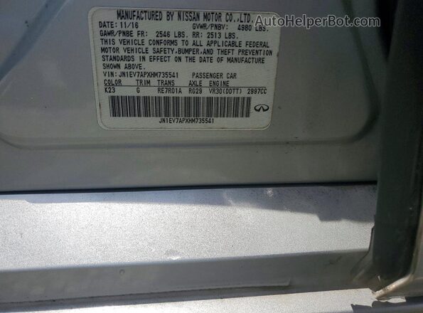 JN1EV7APXHM735541 2017 INFINITI Q50 Silver Engine compartment view