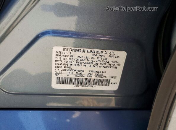 JN1EV7APXHM740934 2017 INFINITI Q50 Silver Engine compartment view