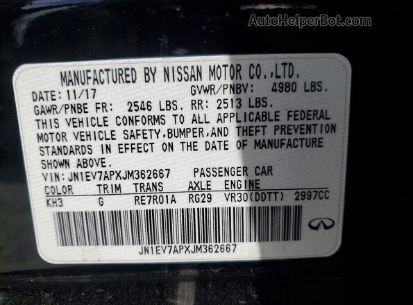 JN1EV7APXJM362667 2018 INFINITI Q50 Black Շարժիչի բաժամունքի տեսք