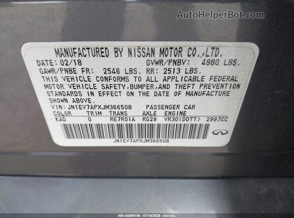 JN1EV7APXJM366508 2018 INFINITI Q50 Gray Շարժիչի բաժամունքի տեսք