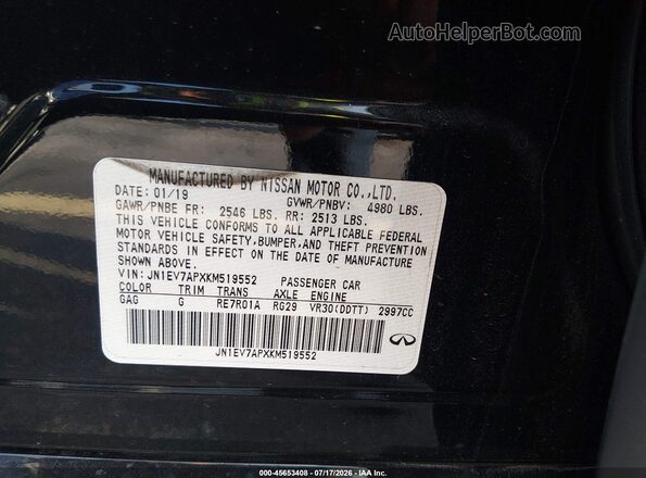 JN1EV7APXKM519552 2019 INFINITI Q50 Black Vista del compartimento del motor
