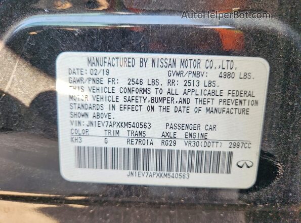 JN1EV7APXKM540563 2019 INFINITI Q50 Black Engine compartment view