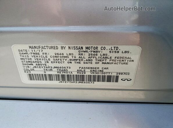 JN1EV7AR2JM440473 2018 INFINITI Q50 Silver Widok komory silnika