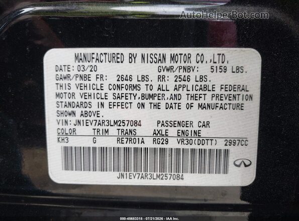 JN1EV7AR3LM257084 2020 INFINITI Q50 Black Widok komory silnika