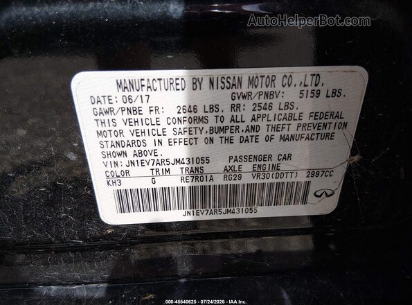 JN1EV7AR5JM431055 2018 INFINITI Q50 Black Engine compartment view