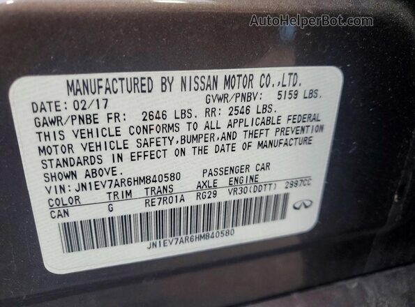 JN1EV7AR6HM840580 2017 INFINITI Q50 Brown Widok komory silnika