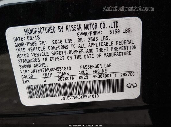 JN1EV7AR6KM551819 2019 INFINITI Q50 Black Շարժիչի բաժամունքի տեսք
