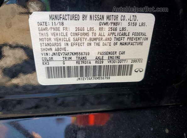 JN1EV7AR7KM556799 2019 INFINITI Q50 Black VIN կոդի պիտակի տեսք