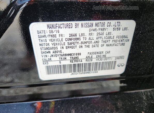 JN1EV7AR8HM831699 2017 INFINITI Q50 Black Widok komory silnika
