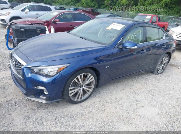 JN1EV7AR8JM439456 2018 INFINITI Q50 Blue Առջևի ձախ երեք քառորդ տեսարան