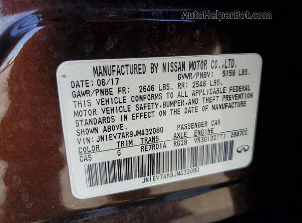 JN1EV7AR9JM432080 2018 INFINITI Q50 Brown Engine compartment view
